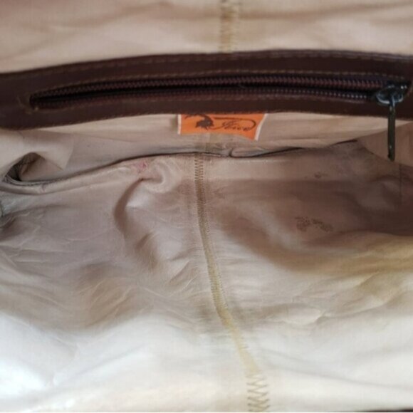 Vintage Leather Patchwork Shoulder Bag Brown Boho Flower Child Festival - Picture 7 of 14